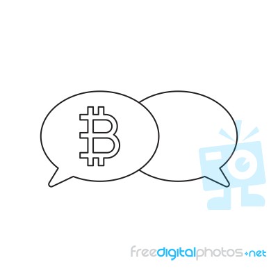 Cryptocurrency Bitcoin Bubble Talk Thin Line Flat Design Icon Ve… Stock Image