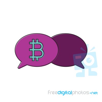 Cryptocurrency Bitcoin Bubble Talk Thin Line Flat Design Icon Ve… Stock Image