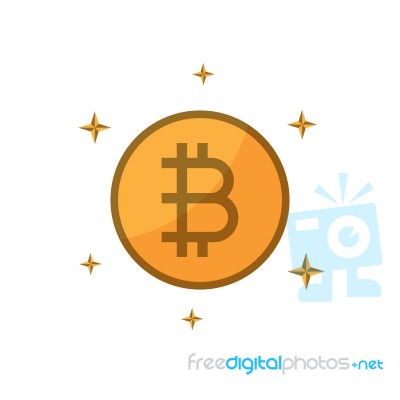 Cryptocurrency Bitcoin Flat Design Icon  Illustration Stock Image