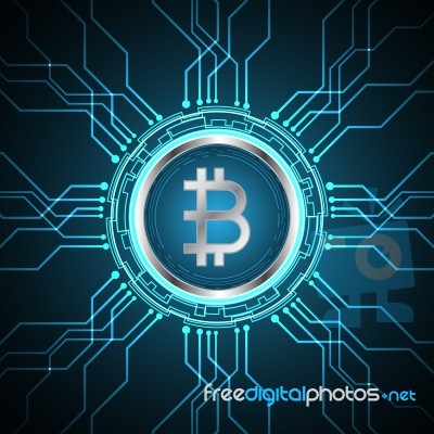 Cryptocurrency Bitcoin Technology Circle Circuit Stock Image