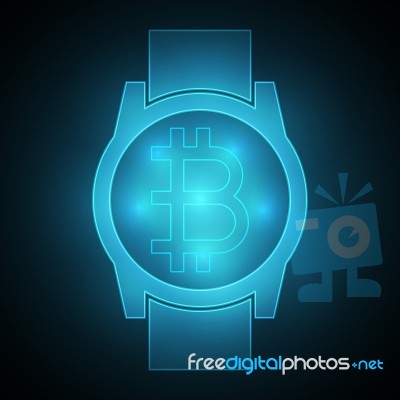 Cryptocurrency Bitcoin Technology Watch Stock Image