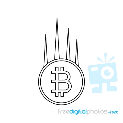 Cryptocurrency Bitcoin Thin Line Flat Design Icon  Illustr Stock Image