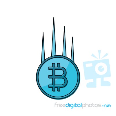 Cryptocurrency Bitcoin Thin Line Flat Design Icon  Illustr Stock Image