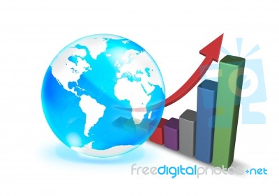 Crystal Globe And Growth Graph Stock Image