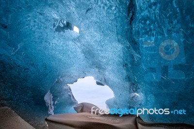 Crystal Ice Cave Near Jokulsarlon Stock Photo