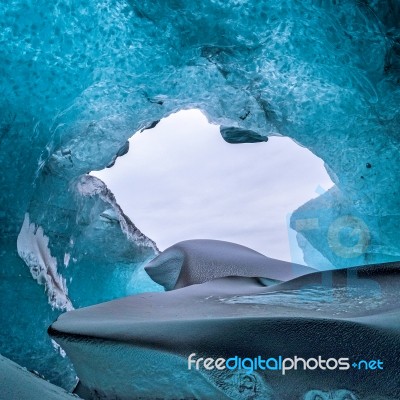 Crystal Ice Cave Near Jokulsarlon Stock Photo