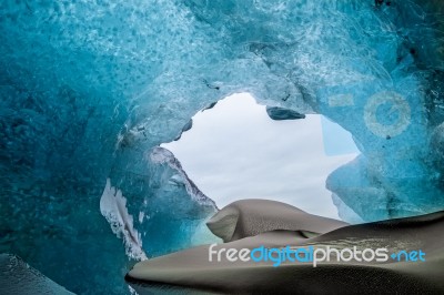 Crystal Ice Cave Near Jokulsarlon Stock Photo