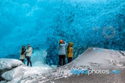 Crystal Ice Cave Near Jokulsarlon Stock Photo