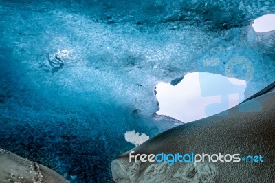 Crystal Ice Cave Near Jokulsarlon Stock Photo