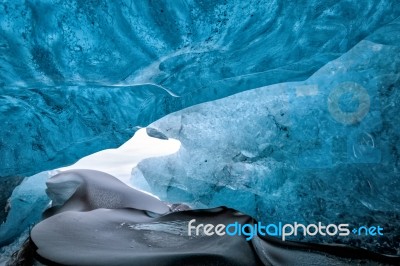 Crystal Ice Cave Near Jokulsarlon Stock Photo