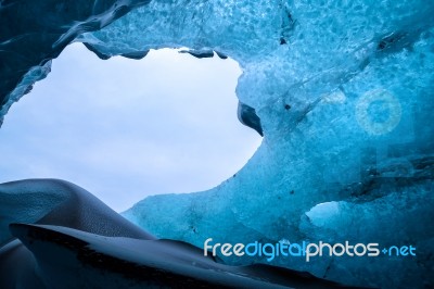 Crystal Ice Cave Near Jokulsarlon Stock Photo