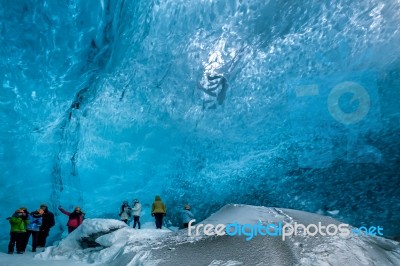 Crystal Ice Cave Near Jokulsarlon Stock Photo