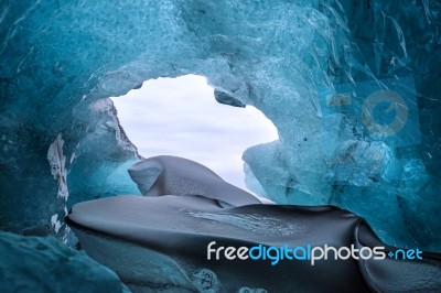 Crystal Ice Cave Near Jokulsarlon Stock Photo