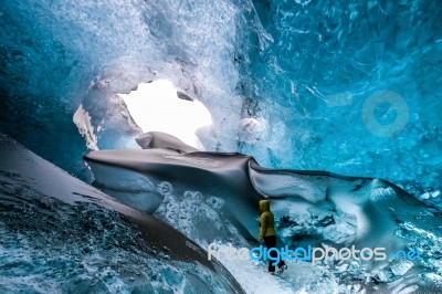 Crystal Ice Cave Near Jokulsarlon In Iceland Stock Photo