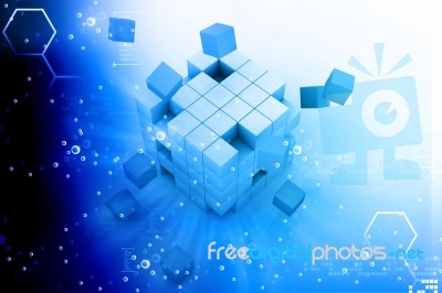 Cube Assembling From Blocks Stock Image