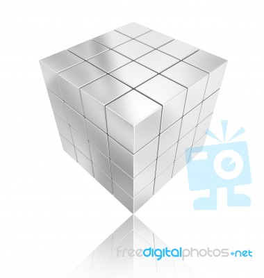 Cube Silver Geometry Abstract Background Stock Image