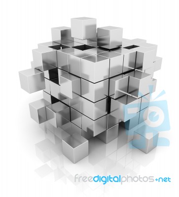 Cube Silver Geometry Abstract Background Design Stock Image