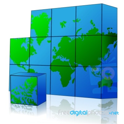 Cube World Map Stock Image