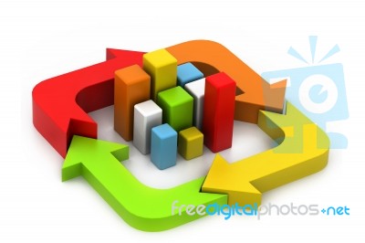 Cubes Around Arrows Stock Image