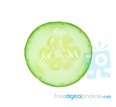 Cucumber Slice Isolated On White Background Stock Photo