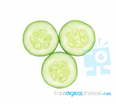 Cucumber Slice Isolated On White Background Stock Photo