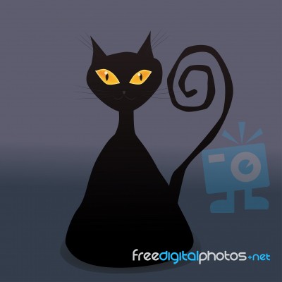 Cunning Black Cat Stock Image