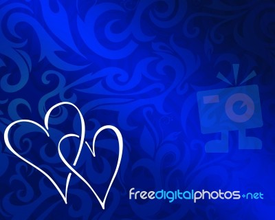 Cuori Su Fondo Blu Stock Image