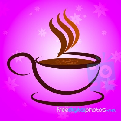 Cup And Saucer Shows Coffee Break And Beverage Stock Image