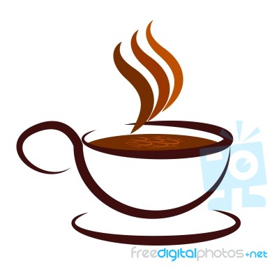 Cup And Saucer Shows Coffee Break And Cafe Stock Image