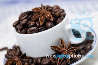 Cup Full Of Coffee Beans Stock Photo