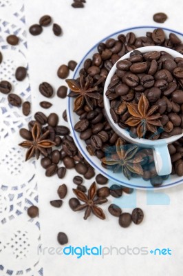 Cup Full Of Coffee Beans Stock Photo