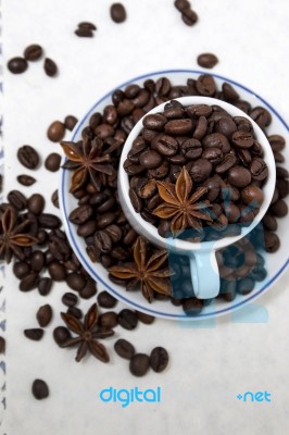 Cup Full Of Coffee Beans Stock Photo