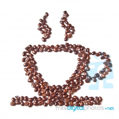 Cup Of Coffee From Coffee Beans Stock Photo