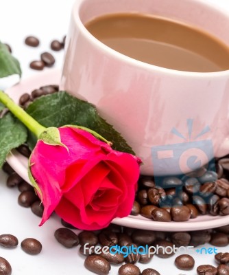 Cup Of Coffee Means Hot Drink And Fresh Stock Photo