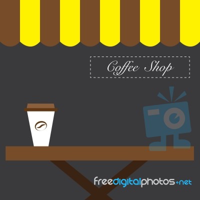 Cup Of Coffee On Table In Cafe Illustration  Stock Image