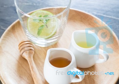 Cup Of Honey Lime Healthy Drink Stock Photo