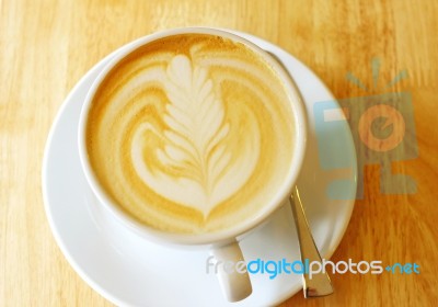 Cup Of Latte Or Cappuccino Coffee Stock Photo