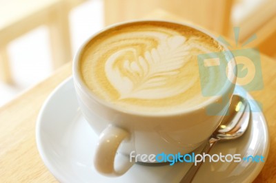 Cup Of Latte Or Cappuccino Coffee Stock Photo