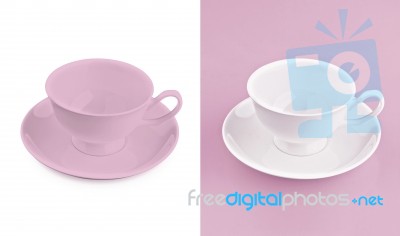 Cup On White & Pink Background Stock Photo