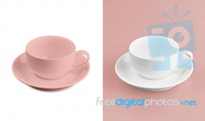 Cup On White & Red Background Stock Photo