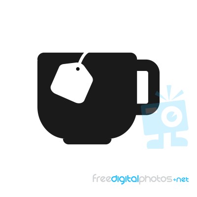 Cup With Tea Bag Symbol Icon  Illustration On White Stock Image