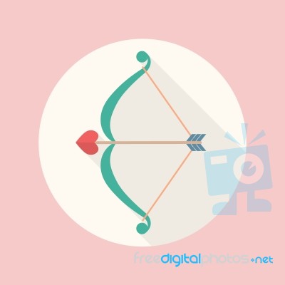 Cupid Bow And Arrow Flat Icon Stock Image