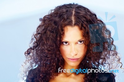 Curl Hair Woman Stock Photo