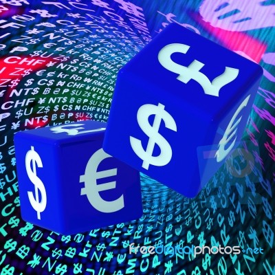 Currencies Dice On Background Shows Forex Stock Image