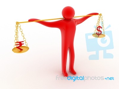 Currency Balancing Man Stock Image