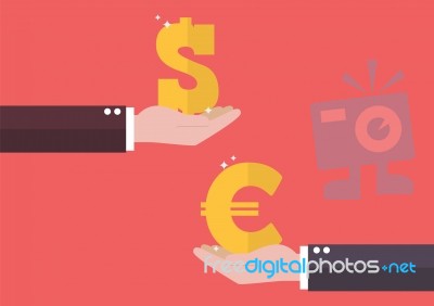 Currency Exchange Euro And Dollar Stock Image