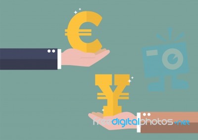 Currency Exchange Euro And Yen Stock Image