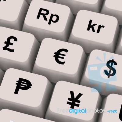 Currency Symbols On Computer Keys Stock Image