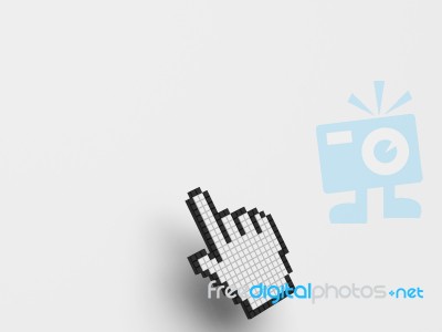 Cursor Hand On White Background Shows Blank Copyspace Website Stock Image