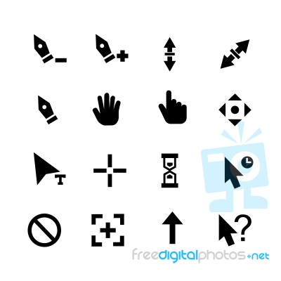 Cursor Icon Set On White Background Stock Image